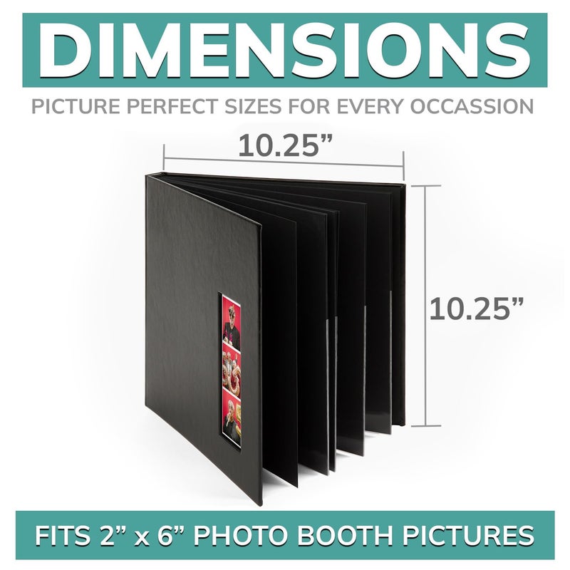 pbf PHOTO BOOTH FRAMES PBF (1 Pack) Photo Booth Album, Guest Book with 2x6 Clear Picture Inserts, Black Cover with Plastic Sleeves & Black Pages, Scrapbook Album for Photo Strips, Memory Book, Wedding, and Baby Showers - Image 2
